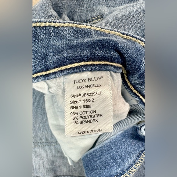 Judy Blue Jeans Womens 15/32 Blue Mid Rise Distressed  Skinny - Picture 5 of 11